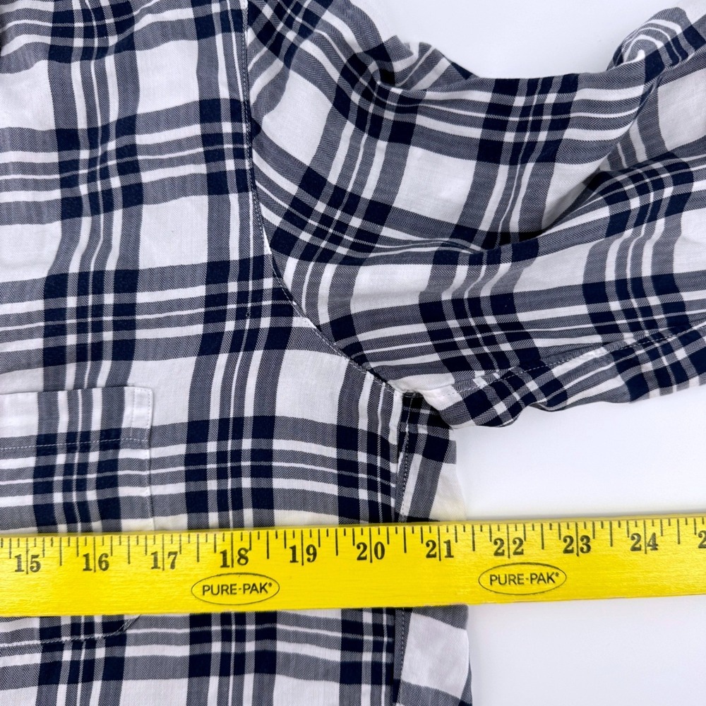 Frank & Eileen Grayson The Hero Button Down Shirt 02 Small Med Navy White Plaid - Picture 4 of 7